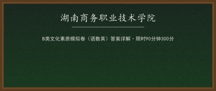 湖南商务职业技术学院2026单招B类考生文化素质测试模拟卷（语文·数学·英语）及答案详解配图
