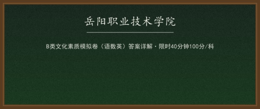 岳阳职业技术学院2026单招B类考生文化素质测试模拟卷（语文·数学·英语）及答案详解配图